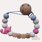 noekies naam speenkoord dino langnek roze met bloemetjes, Kinderen en Baby's, Verzenden, Nieuw, Overige typen