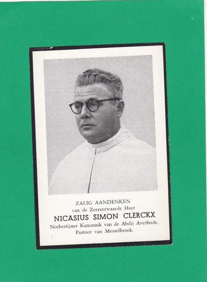 DP Norbertijner Kanunnik abdij Averbode, Verzamelen, Bidprentjes en Rouwkaarten, Bidprentje, Ophalen of Verzenden