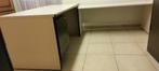 Houten bureel + typtafel met wit gelakte afwerking, Ophalen, Gebruikt