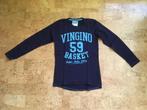 donkerblauwe longsleeve Vingino met stipjes - maat 164, Jongen, Gebruikt, Ophalen of Verzenden, Shirt of Longsleeve