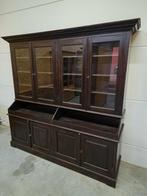 Massief bruin houten  buffetkast/vitrinekast 217,5cm, Ophalen, Gebruikt