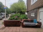 2 leren banken, sofa's, Ophalen, Gebruikt, 100 tot 125 cm, Driepersoons