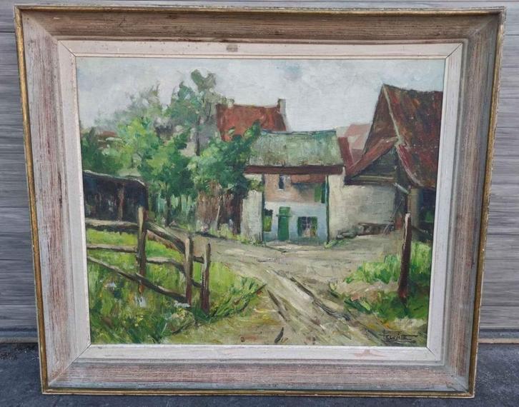 huile sur toile signe simone lecomte, Antiek en Kunst, Kunst | Schilderijen | Klassiek, Ophalen of Verzenden