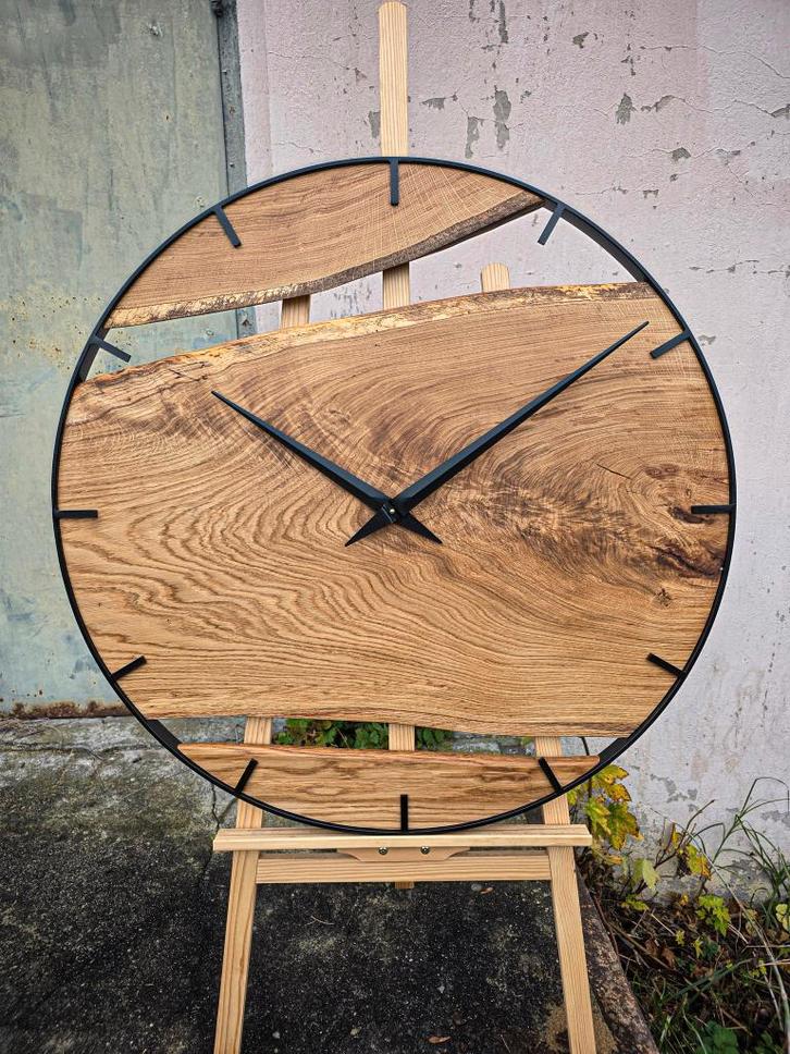 Imposante eiken wandklok 90 cm, Huis en Inrichting, Woonaccessoires | Klokken, Nieuw, Wandklok, Analoog, Verzenden