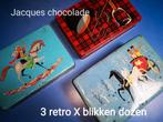 3 Retro blikken dozen 'paarden' jacques chocolate, Overige merken, Koek(jes), Gebruikt, Ophalen of Verzenden