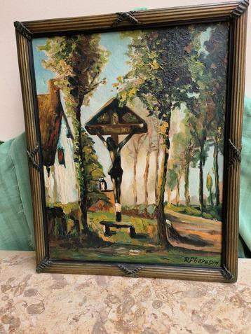 Schilderij op doek "Kruisbeeld in een landschap" beschikbaar voor biedingen