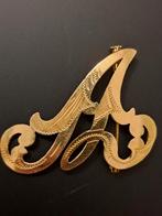 Broche en or jaune 18k représentant la lettre A style Edward, Bijoux, Sacs & Beauté, Broches, Enlèvement ou Envoi, Jaune, Or