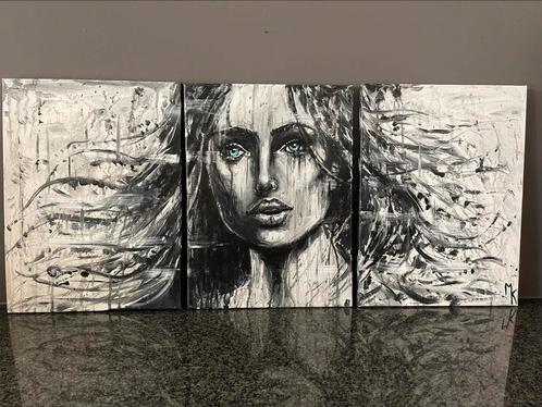 Schilderij 3 Luik met blauw accent Mk Art, Antiek en Kunst, Kunst | Schilderijen | Modern, Ophalen of Verzenden