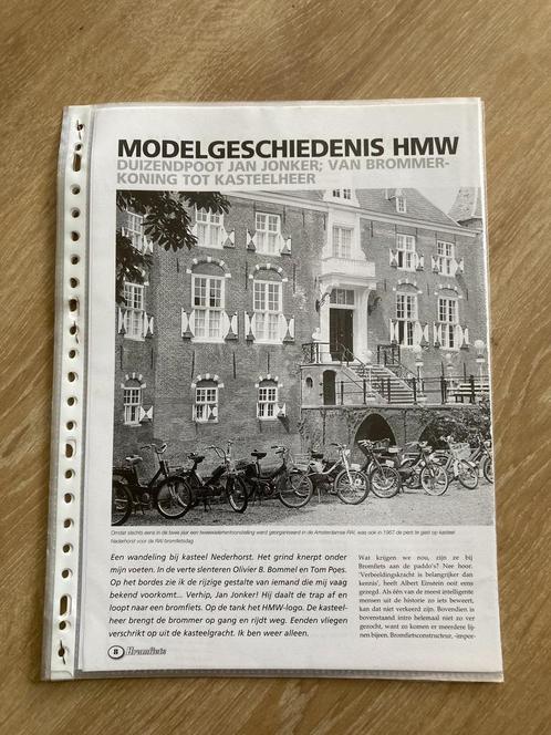Unieke Map met documentatie Modelgeschiedenis HMW, Fietsen en Brommers, Handleidingen en Instructieboekjes, Zo goed als nieuw