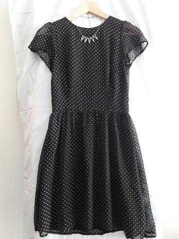 Zwarte jurk met witte stippen 34 Pimkie, Kleding | Dames, Jurken, Ophalen, Zwart, Zo goed als nieuw, Pimkie