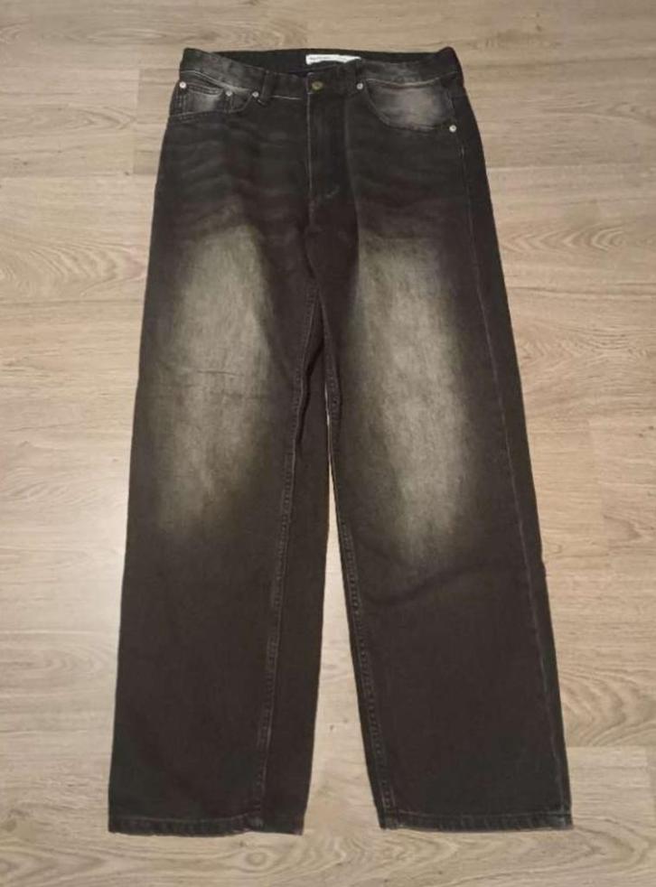 Zwarte Baggy Jeans met Faded Wash – Maat L - Bershka, Kleding | Heren, Spijkerbroeken en Jeans, Zo goed als nieuw, W36 - W38 (confectie 52/54)