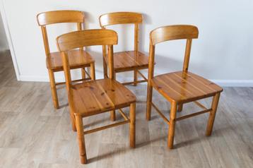 4x Grenen Pine Rainer Daumiller stijl stoelen – 1970s beschikbaar voor biedingen