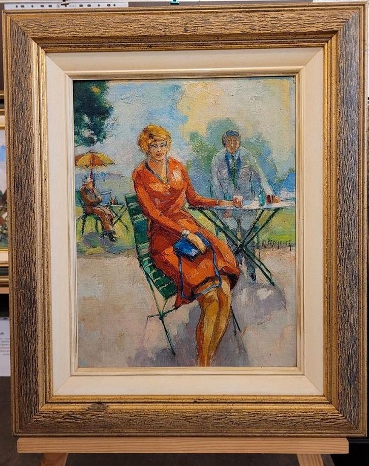 Maurice MEYNAERT, op het terras, Antiek en Kunst, Kunst | Schilderijen | Klassiek, Ophalen of Verzenden