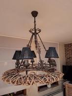 Hanglamp, kroonluchter in smeedijzer en riet, Huis en Inrichting, Ophalen, Zo goed als nieuw, Metaal, Landelijk