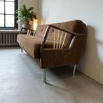 Vintage bruine clic clac slaapbank / zetel / sofa, Ophalen of Verzenden