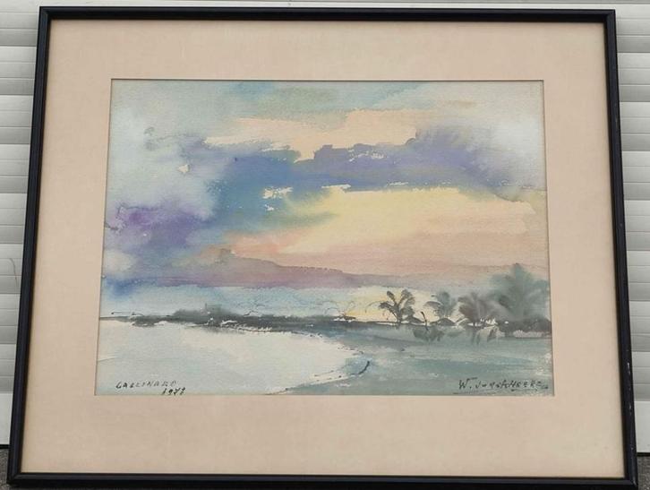 Aquarelle signe Walter jonckheere, Antiquités & Art, Art | Peinture | Classique, Enlèvement ou Envoi