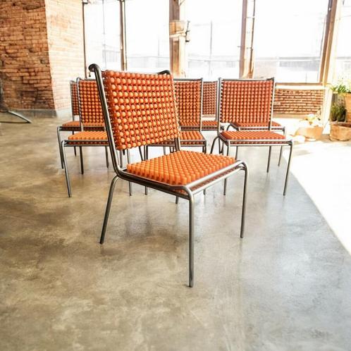 Vintage Japanse design stoel in oranje kunststof met chroom, Antiek en Kunst, Antiek | Meubels | Stoelen en Sofa's, Ophalen of Verzenden