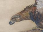 Houten staander met handgeschilderde adelaar op doek, Antiek en Kunst, Ophalen