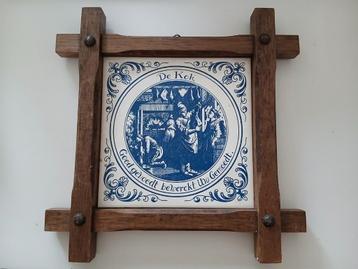 Delfst blauw tegel "De kok, Goed gevoed bewerkt Uw Gemoedt'' beschikbaar voor biedingen