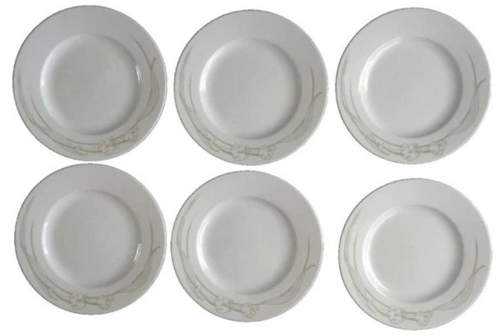 MOSA WIT GRIJS FLORAAL 6x ontbijtbord 21cm bord breakfast pl, Huis en Inrichting, Keuken | Servies, Zo goed als nieuw, Verzenden