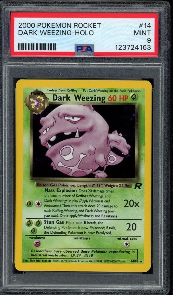 Dark Weezing Holo PSA 9 - 14/82 - Team Rocket 2000, Hobby en Vrije tijd, Verzamelkaartspellen | Pokémon, Zo goed als nieuw, Losse kaart