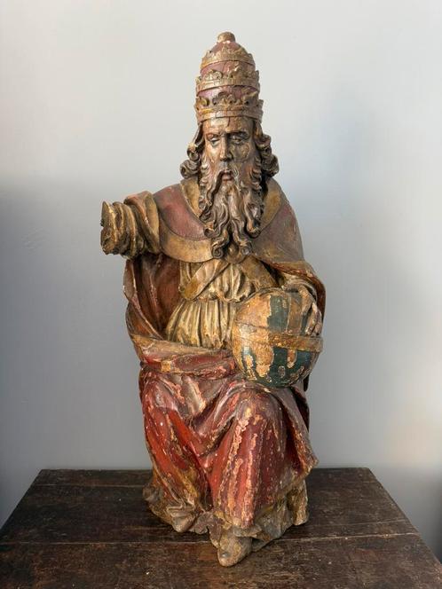 Antiek houten beeld  God de vader 16e / 17e eeuw, Antiek en Kunst, Antiek | Religieuze voorwerpen, Ophalen of Verzenden