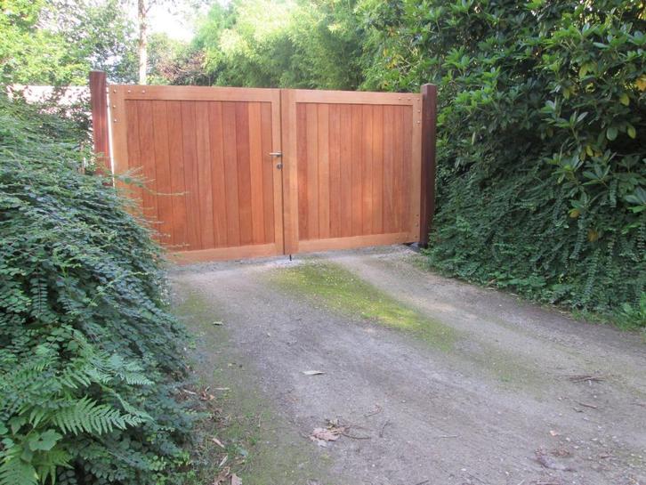 te koop afzelia poort en poortje mooie prijs!, Tuin en Terras, Tuinpoorten, Nieuw, Draaipoort, Hout, 150 tot 200 cm, 200 cm of meer