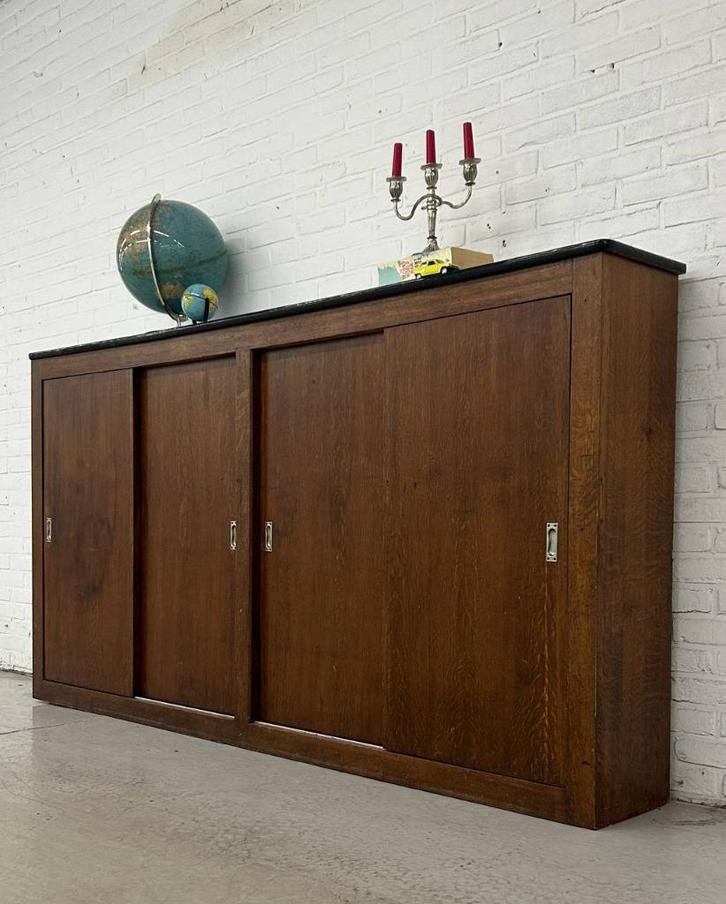 Vintage schoolkast - schuifdeurkast, Huis en Inrichting, Kasten | Schoenenkasten, Verzenden