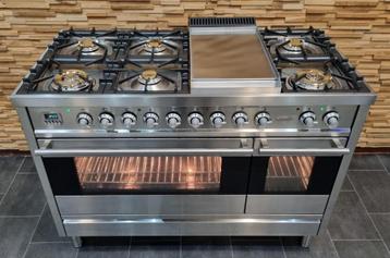 🔥Luxe Fornuis Boretti 120 cm rvs 7 pits Frytop 2 ovens