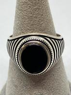 Zilveren Ring met Onyx – 925 Zilver, Maten 19, 22, 25, Handtassen en Accessoires, Ringen, 20 of groter, Zwart, Nieuw, Ophalen of Verzenden