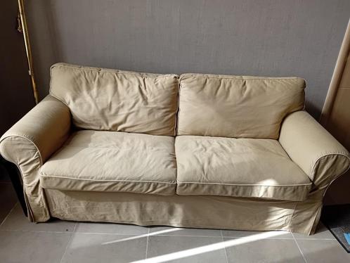 Beige slaapbank Ertop, Huis en Inrichting, Slaapkamer | Slaapbanken, Gebruikt, 90 cm, 210 cm, Tweepersoons, Beige, Ophalen