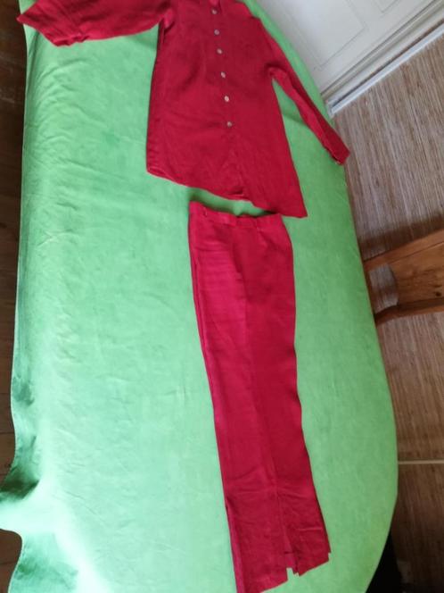 ENSEMBLE DAMES 100 % LINNEN, EFFEN ROOD, BROEK + HEMD,  T5, Kleding | Dames, Jasjes, Kostuums en Pakken, Zo goed als nieuw, Kostuum of Pak