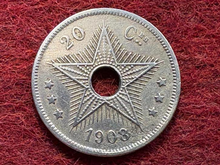 Onafhankelijke Staat Congo - 20 centiem 1908 (#003#), Postzegels en Munten, Munten | Afrika, Losse munt, Ophalen of Verzenden