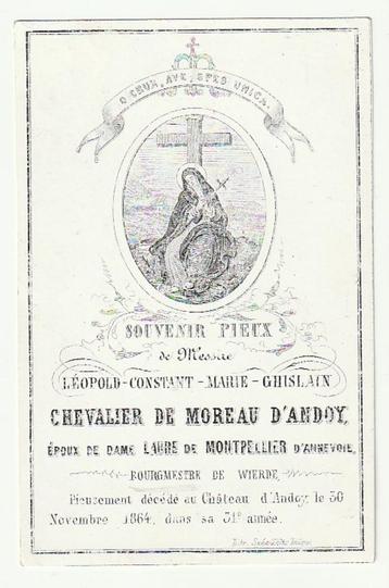 Léopold Chevalier DE MOREAU d'ANDOY Bourgmestre Wierde 1864 beschikbaar voor biedingen