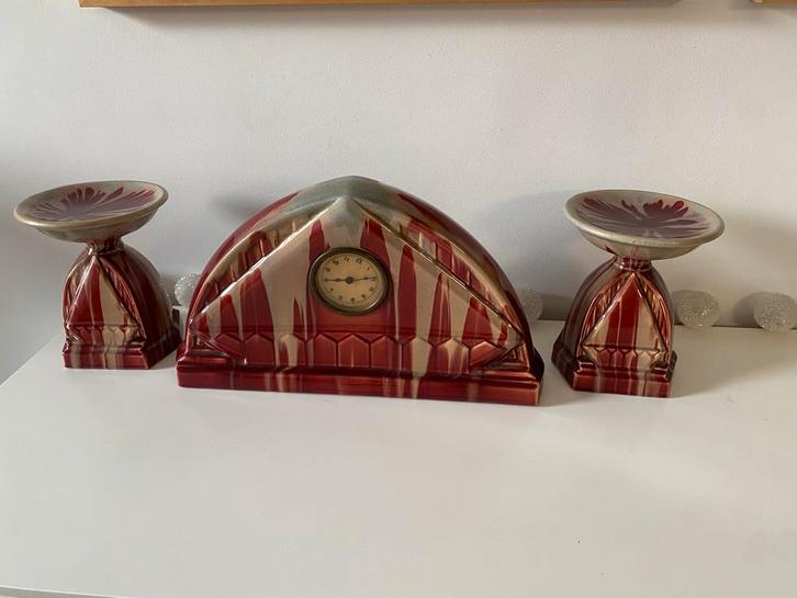 Garniture de cheminée Art Déco Thulin, Antiquités & Art, Antiquités | Céramique & Poterie, Enlèvement ou Envoi