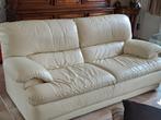 Lot de 2 fauteuils en cuir beige, Ophalen, Gebruikt, Leer, 75 tot 100 cm