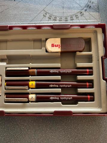 Ensemble de 3 Stylos à encre de Chine Rotring Rapidograph, Enlèvement ou Envoi, Utilisé, Autres types