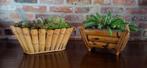Vintage bamboe plantenbakje - Retro rotan bloempot, Overige materialen, Gebruikt, Binnen, Ophalen of Verzenden