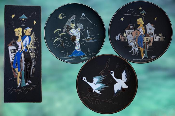 Ruscha decoratieve wand borden vintage jaren 50, Antiek en Kunst, Antiek | Keramiek en Aardewerk, Ophalen