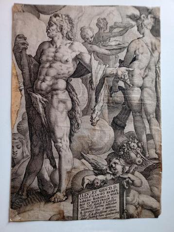 Goltzius/Spranger Cupido en Psyche 16e eeuwse prent  beschikbaar voor biedingen