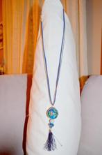 halsketting / + hanger blauwe bol, Handtassen en Accessoires, Kettingen, Ophalen of Verzenden, Zo goed als nieuw, Blauw, Met hanger