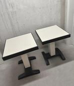 Paire de tables de bistro bruxellois années 30 Art Déco, Comme neuf, 55 à 75 cm, Synthétique, 60 cm ou plus