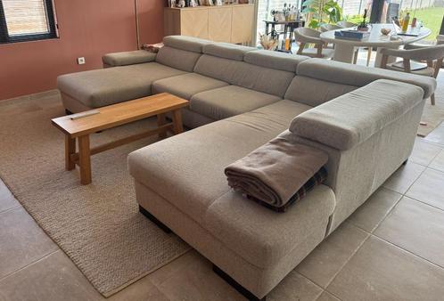 Moderne hoekzetel – 350 cm breed – verstelbare hoofdsteunen, Huis en Inrichting, Zetels | Complete zithoeken, Zo goed als nieuw
