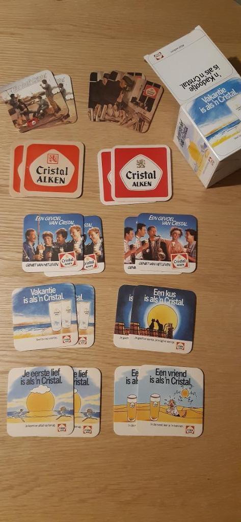 21 bierviltjes in Cristal kubus , kaartjeshouder 'n kadootje, Verzamelen, Biermerken, Nieuw, Viltje(s), Overige merken, Ophalen of Verzenden