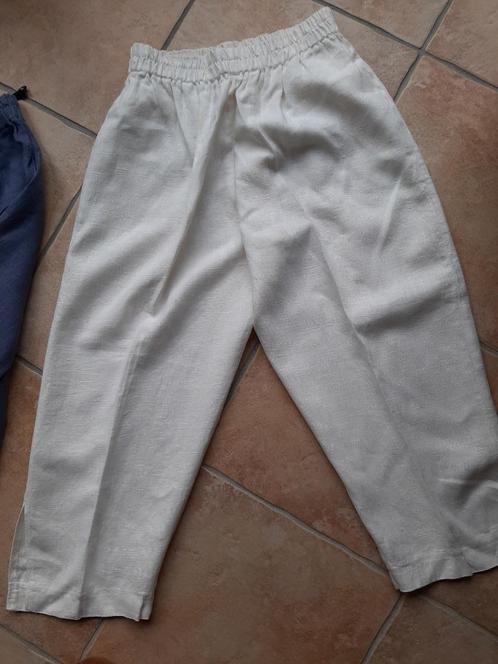Pasja 100% linnen witte broek, Kleding | Dames, Broeken en Pantalons, Zo goed als nieuw, Maat 42/44 (L), Wit, Driekwart, Verzenden