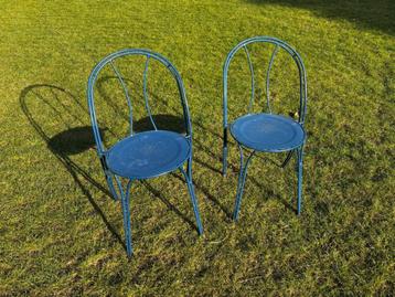 2 x vintage / retro ikea  bistro stoel metaal blauw eighties beschikbaar voor biedingen