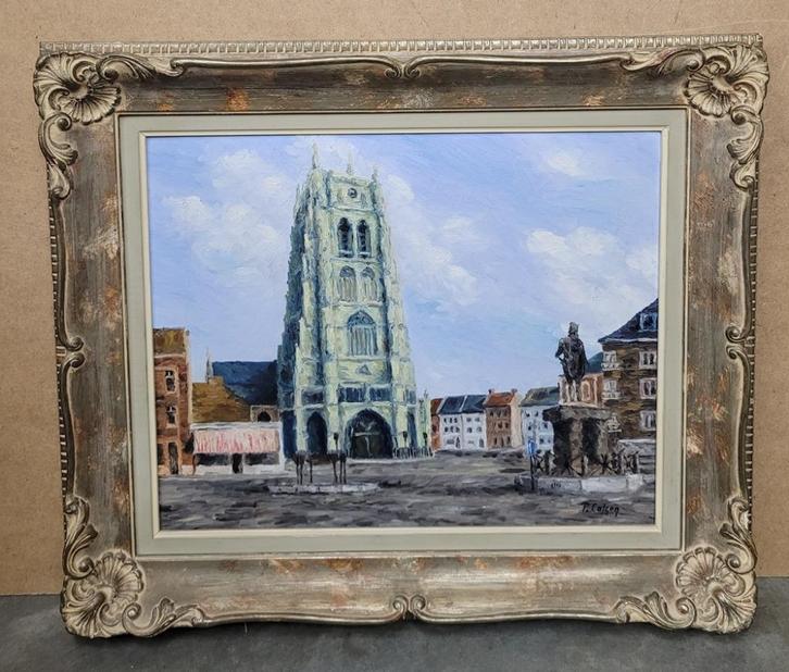 Pierre COLSON, de Grote Markt in Tongeren, Antiek en Kunst, Kunst | Schilderijen | Klassiek, Ophalen of Verzenden