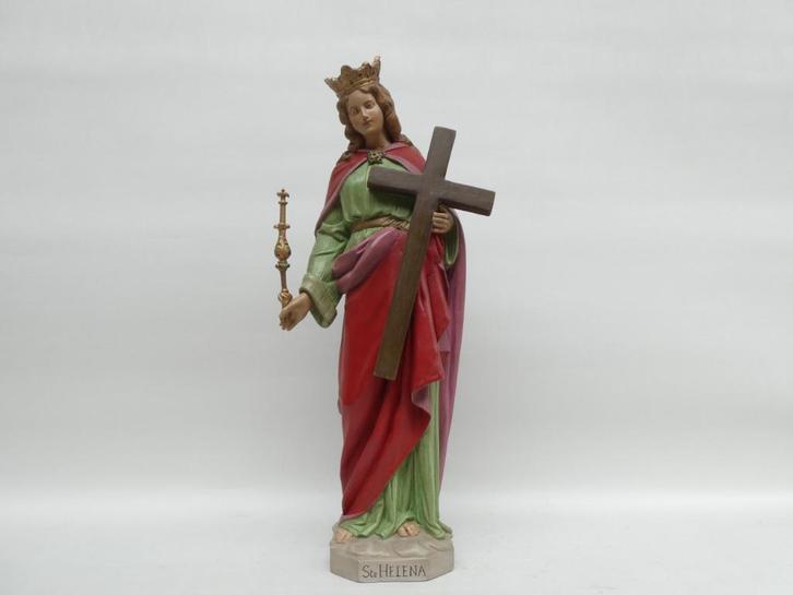 "Sint Helena" zeldzaam beeld in gips, polychroom, Antiek en Kunst, Antiek | Religieuze voorwerpen, Ophalen
