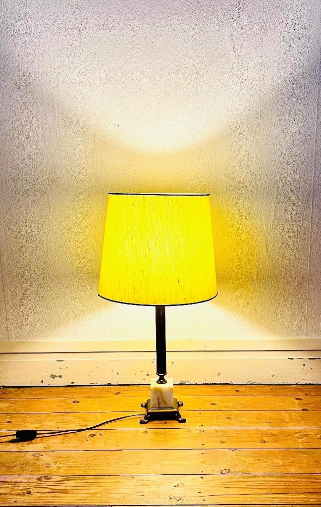 Vintage tafellamp met marmeren en messing  – jaren 60/70, Maison & Meubles, Lampes | Lampes de table, Utilisé, 50 à 75 cm, Métal