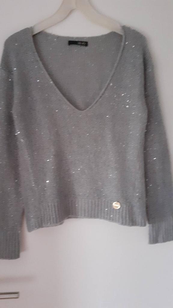 Liu Jo grijze trui – mohairmix – V-hals – size L, Kleding | Dames, Truien en Vesten, Zo goed als nieuw, Maat 38/40 (M), Grijs
